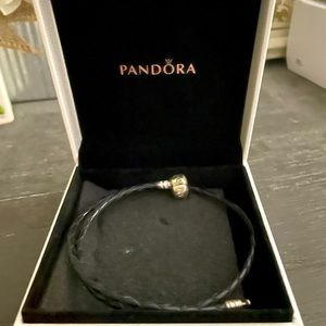 Pandora black leather bracelet